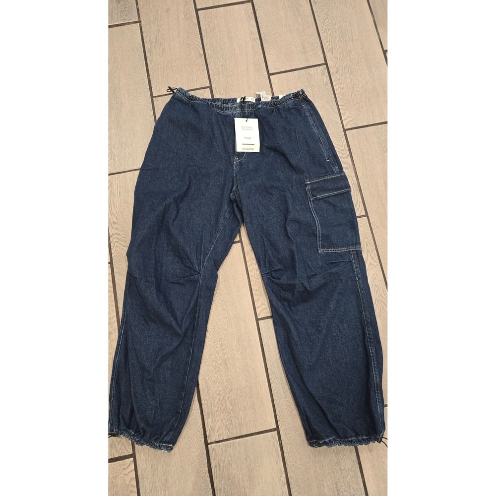 Pull&Bear Womens Dark Wash Cargo Denim Jogger Jeans XL 4689/300/407